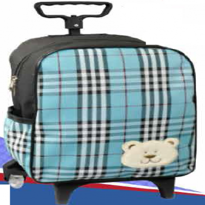 MOCHILA C/CARRINHO 35 XADREZ AZUL URSO